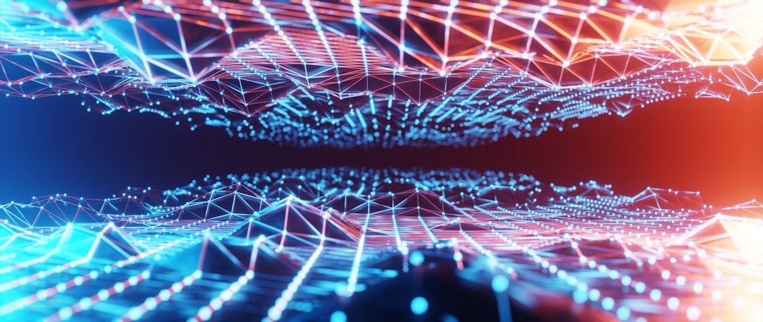 Futuristic AI technology visualization with blue light effects